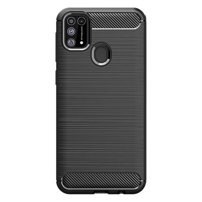 Shop4 - Samsung Galaxy M31 Hoesje - Zachte Back Case Brushed Carbon Zwart