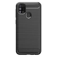 Shop4 - Samsung Galaxy M31 Hoesje - Zachte Back Case Brushed Carbon Zwart