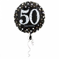 FolieBallon 50 jaar happy birthday zilver 43cm - thumbnail