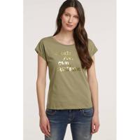 Cream T-shirt met printopdruk groen