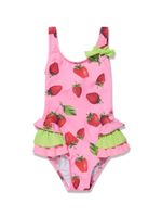 Nessi Byrd Kids maillot de bain volanté Cara à imprimé graphique - Rose