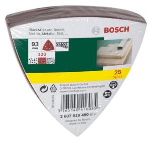 Bosch Accessories 2607019490 Deltaschuurpapier Met klittenband, Geperforeerd Korrelgrootte (num) 120 Hoekmaat 93 mm 25 stuk(s)