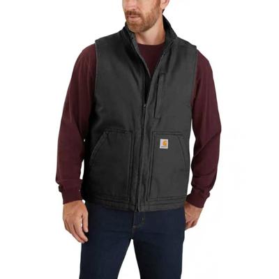 Washed Duck Sherpa-Lined Zwart Mock-Neck Vest Heren Washed Duck Sherpa-Lined Zwart Mock-Neck Vest Heren