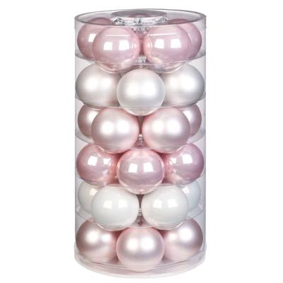 30x Noble Rose Mix Glazen Kerstballen 6 Cm Glans En Mat - Kerstboomversiering Mix Lichtroze/wit 30x Noble Rose Mix Glazen Kerstballen 6 Cm Glans En Mat - Kerstboomversiering Mix Lichtroze/wit