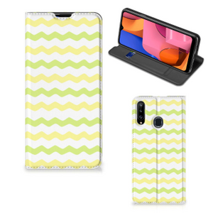 Samsung Galaxy A20s Hoesje met Magneet Waves Yellow