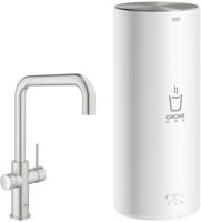 Grohe Red 3-in-1 kokend water kraan met U-uitloop en combi boiler supersteel