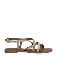 Lazamani 75.511 leren sandalen met slangenprint beige