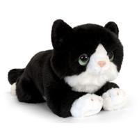 Keel Toys pluche kat/poes knuffel - zwart/wit - 32 cm - katten knuffels   -