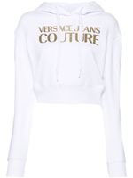 Versace Jeans Couture logo-embellishment cropped hoodie - Blanc