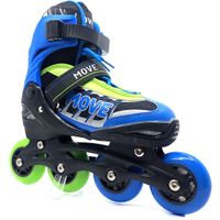 Move Inline skates Fast semi-softboot verstelbaar blauw/groen maat 30-33 - thumbnail