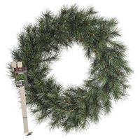 Kerstkrans 60 cm - groen - met messing zilveren hanger/ophanghaak - kerstversiering - thumbnail