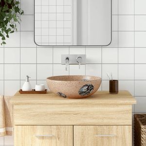 Opzetwasbak rond 41x14 cm keramiek bruin en blauw