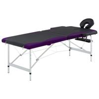 VidaXL Massagetafel inklapbaar 2 zones aluminium zwart en paars