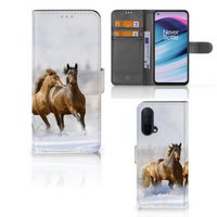 OnePlus Nord CE 5G Telefoonhoesje met Pasjes Paarden - thumbnail