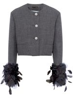 Prada veste en laine à bords en plumes - Gris - thumbnail