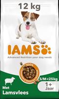 IAMS drooghondenvoer met lam - droogvoer voor volwassen honden vanaf 1 jaar, geschikt voor kleine en middelgrote honden, 12 kg