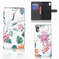 Apple iPhone Xs Max Telefoonhoesje met Pasjes Bird Flowers