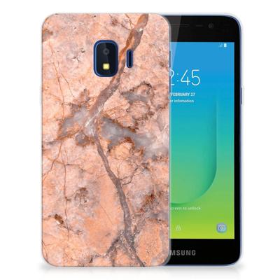 Samsung Galaxy J2 Core TPU Siliconen Hoesje Marmer Oranje