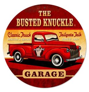 The Busted Knuckle Garage Zwaar Metalen Bord - 36 cm ø