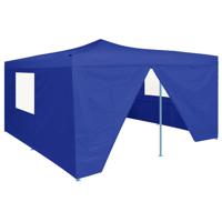 vidaXL Prieel inklapbaar met 4 zijwanden 5x5 m blauw