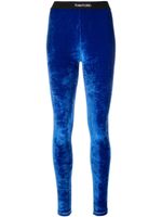 TOM FORD legging en velours à taille à logo - Bleu