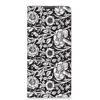 Motorola Edge 30 Pro Smart Cover Black Flowers - thumbnail