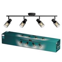 Philips Palms Spot - Plafondspot met vier lichtpunten - Zwart - Met gerookt glas - Kleine fitting E14