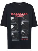 Balmain t-shirt en coton biologique à logo imprimé - Noir