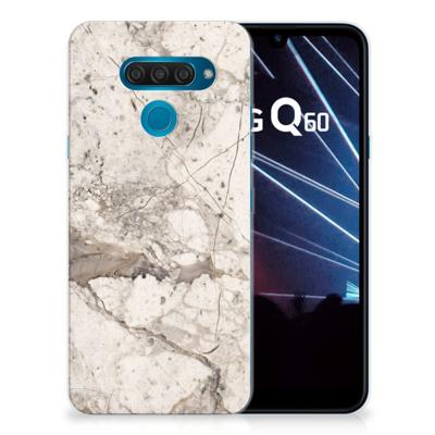 LG Q60 TPU Siliconen Hoesje Marmer Beige LG Q60 TPU Siliconen Hoesje Marmer Beige