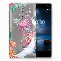 Nokia 8 TPU Hoesje Bird Flowers