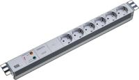 Bachmann Stekkerdoos, 19 inch, PDU, 6-voudig, met overspanningsbeveiliging en net- en frequentiefilter, 1HE 2 m kabel, meervoudige stekkerdoos voor serverkast, rek, grijs 333.402 (incl. 2x