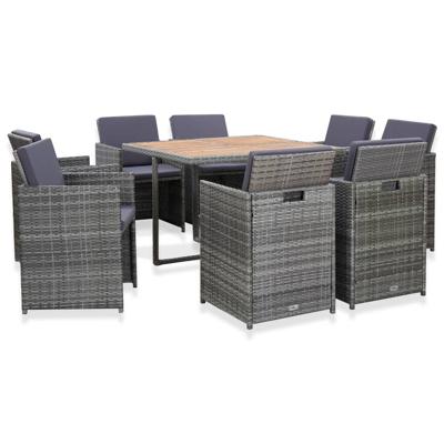 vidaXL 9-delige Tuinset met kussens poly rattan antraciet vidaXL 9-delige Tuinset met kussens poly rattan antraciet