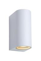 Lucide ZORA-LED - Wandspot/Wandlamp Binnen/Buiten - LED Dimb. - GU10-2x5W 3000K - IP44 - Wit