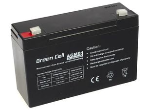 Green Cell Loodaccu 6 V 12 Ah Loodvlies (AGM) (b x h x d) 151 x 94 x 50 mm Kabelschoen 4.8 mm Cyclusbestendig, Onderhoudsvrij