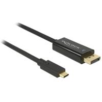 Delock 85256 USB-C-displaykabel USB-C / DisplayPort Adapterkabel USB-C stekker, DisplayPort-stekker 2.00 m Zwart Vergulde steekcontacten - thumbnail