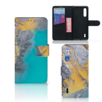 Xiaomi Mi 9 Lite Bookcase Marble Blue Gold - thumbnail