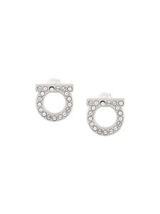 Ferragamo Gancini crystal embellished stud earrings - Métallisé