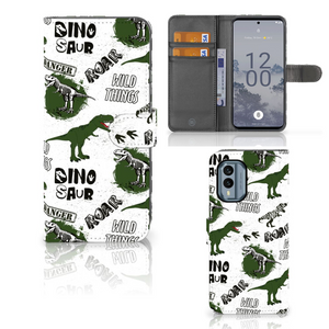 Telefoonhoesje met Pasjes voor Nokia X30 Dinosaurus