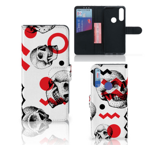 Telefoonhoesje met Naam Alcatel 1S 2020 Skull Red