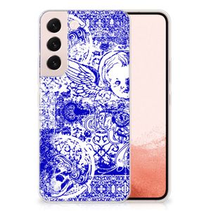 Silicone Back Case Samsung Galaxy S22 Angel Skull Blauw