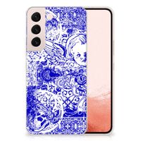 Silicone Back Case Samsung Galaxy S22 Angel Skull Blauw - thumbnail