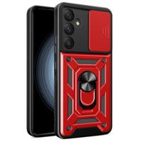 Samsung Galaxy A35 Rotary Ring Hybrid Case with Camera Shield - Rood - thumbnail