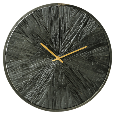 PTMD Klok Rolf zwart hout metalen rand rond S 42 X 4,5 X 42