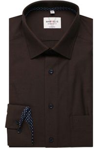 Marvelis Modern Fit Overhemd bruin, Herringbone