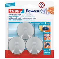 6x Tesa Powerstrips ronde haken chroom small klusbenodigdheden - thumbnail