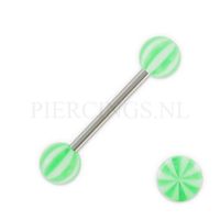 Tongpiercing acryl strandbal groen