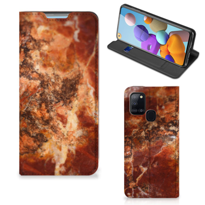 Samsung Galaxy A21s Standcase Marmer Bruin