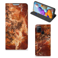 Samsung Galaxy A21s Standcase Marmer Bruin