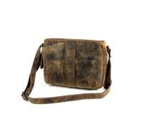 Hunter leren 2 vaks damestas schoudertas bruin