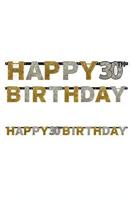 amscan 120207 2,4 m x 16 cm Gold Celebration 30e Happy Birthday Prismatische letter Banner